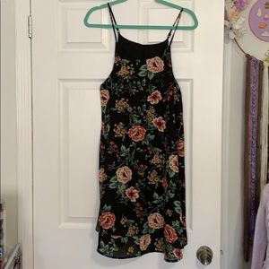 Black floral a-line dress
